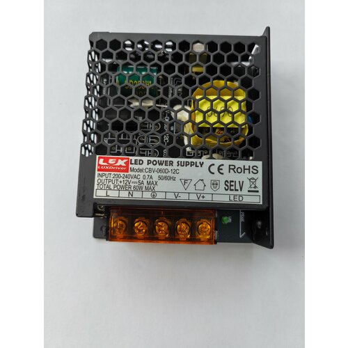 Блок питания LUXDriver, 12В, 60Вт, IP20, для светодиодной/неоновой ленты