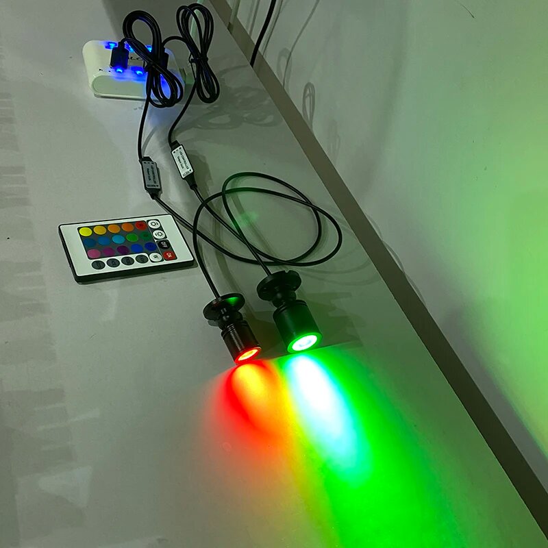 Rgb светодиодный точечный светильник Usb 5V с дистанционным затемнением мини-лампа 1 Вт 3 Вт витрина кукольный домик ювелирная лампа сценический светильник KTV барный светильник White 3 Вт RGB Button dimming