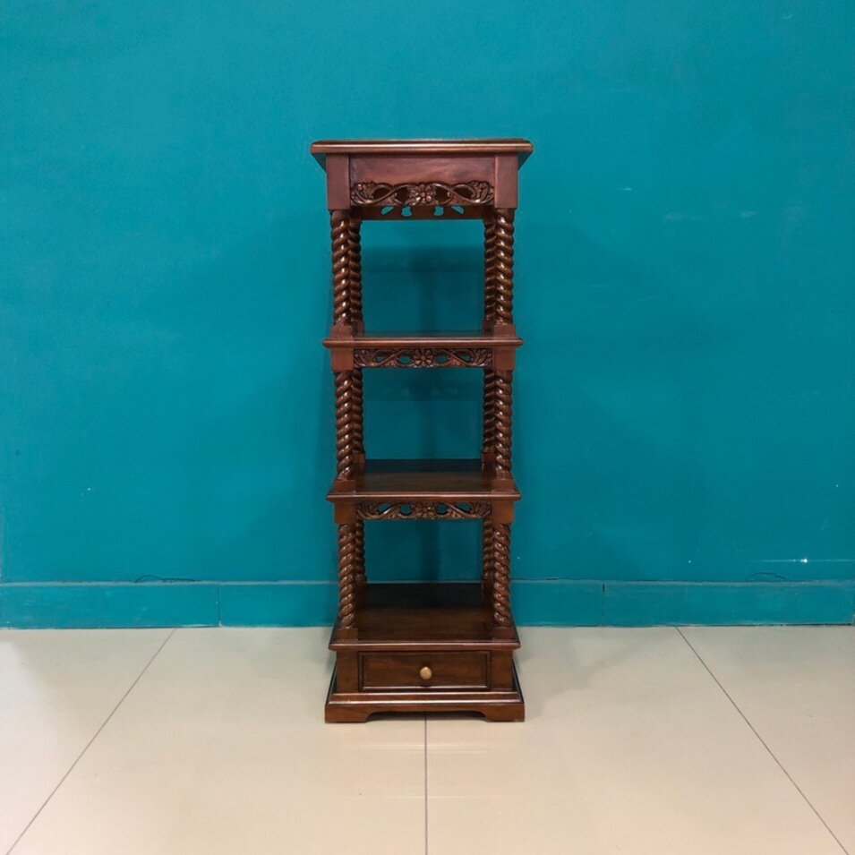 13199 этажерка с полками и ящиком DOMKORLEONE  красное дерево  mahogany wood   цвет орех LBW  коричневый 