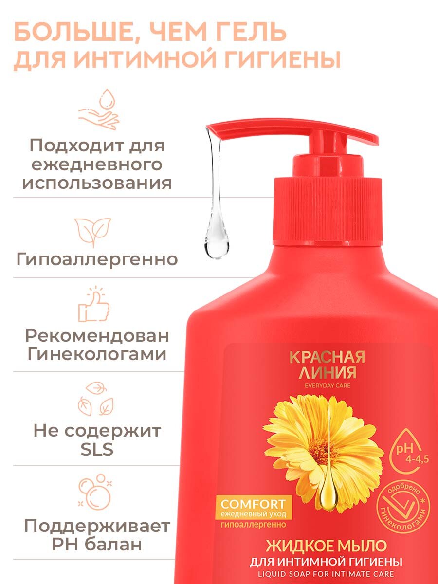 Мыло Для Интимной Гигиены Беременных Жидкое мыло для интимной гигиены Красная Линия Календула, 2 шт