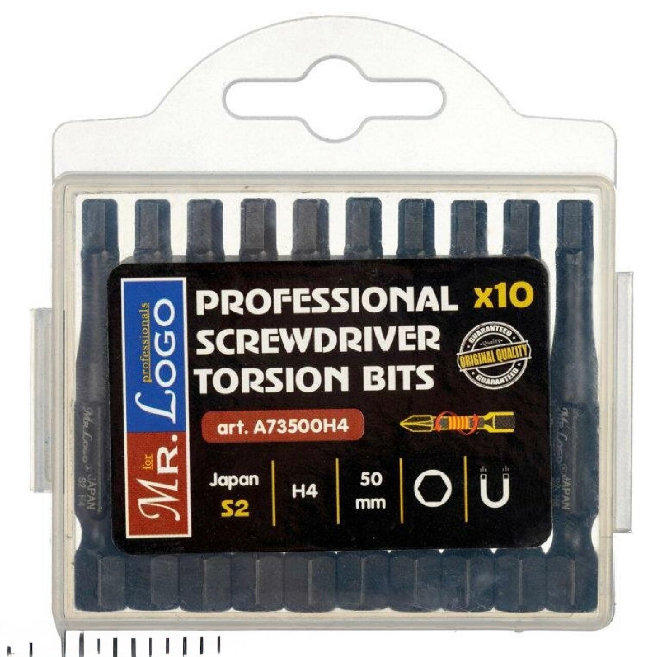 Набор бит Mr.Logo Torsion H4 50 мм односторонние 10 штук