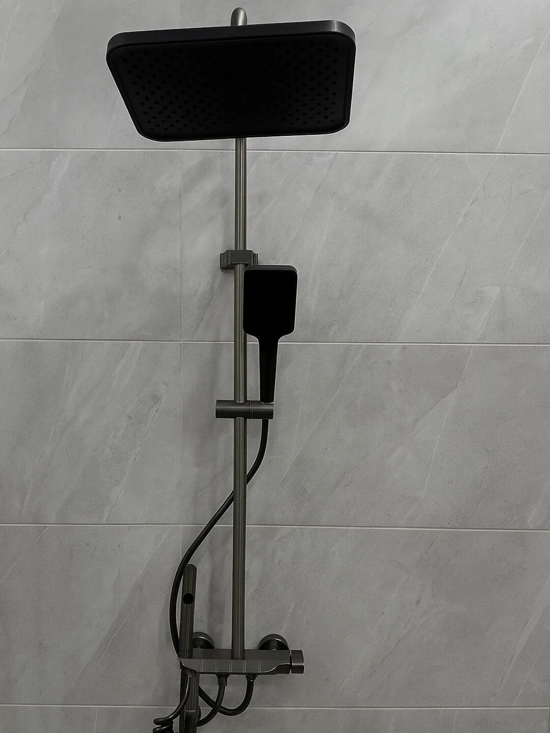 Современная черная душевая система, с квадратной лейкой и 3 функциями