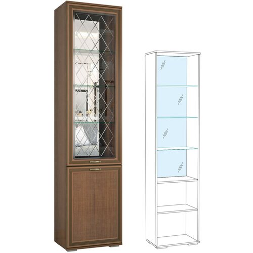 Гостиная Ливорно пенал с витриной ЛШ-4 орех донской