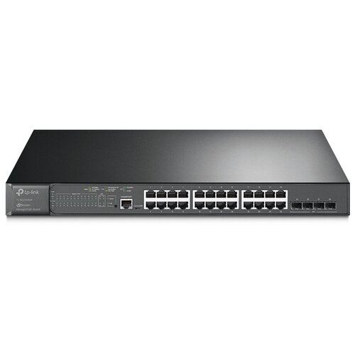 Коммутатор/ JetStream 28-port Gigabit L2+ Managed Switch with 24-port PoE+, PoE budget up to 384W, support SDN TL-SG3428MP