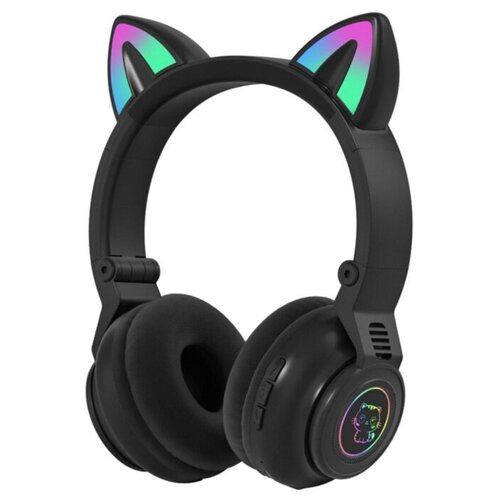 Беспроводные Bluetooth наушники с ушками RGB подсветка чтение карт памяти TF STN-26 черные для блогеров 147700₽