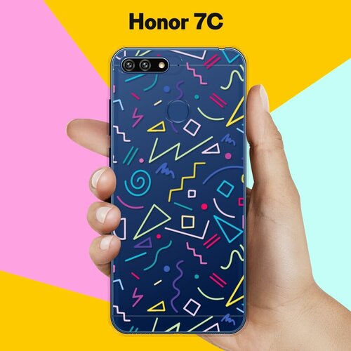 Силиконовый чехол Цветной узор на Honor 7C силиконовый чехол узор из цветов на honor 7c