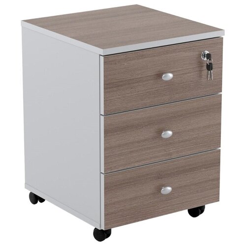Тумба Easy LT 16/16 выкатная 400x420x530мм 3 ящика, темный дуб/серый
