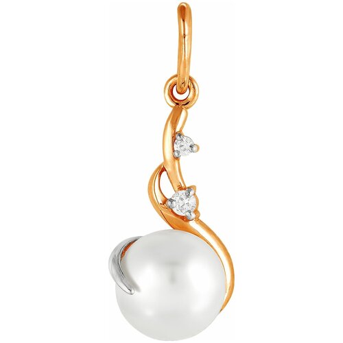 фото Примаэксклюзив подвеска с жемчугом и фианитами из красного золота 390-1-614р