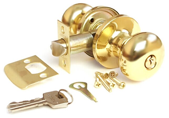 Ручка дверная AVERS 6082-01 кноб, ключ/фиксатор, золото