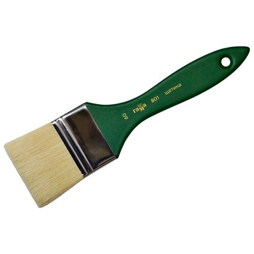 Купить Кисть ГАММА щетина №60, плоская, флейцевая, короткая ручка (801060) зеленый