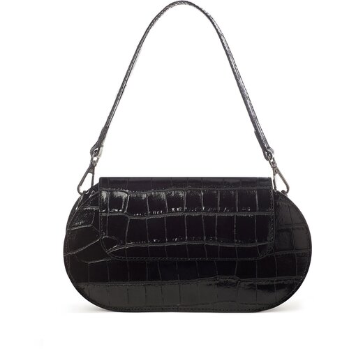 фото Сумка багет aprell, фактура под рептилию, черный
