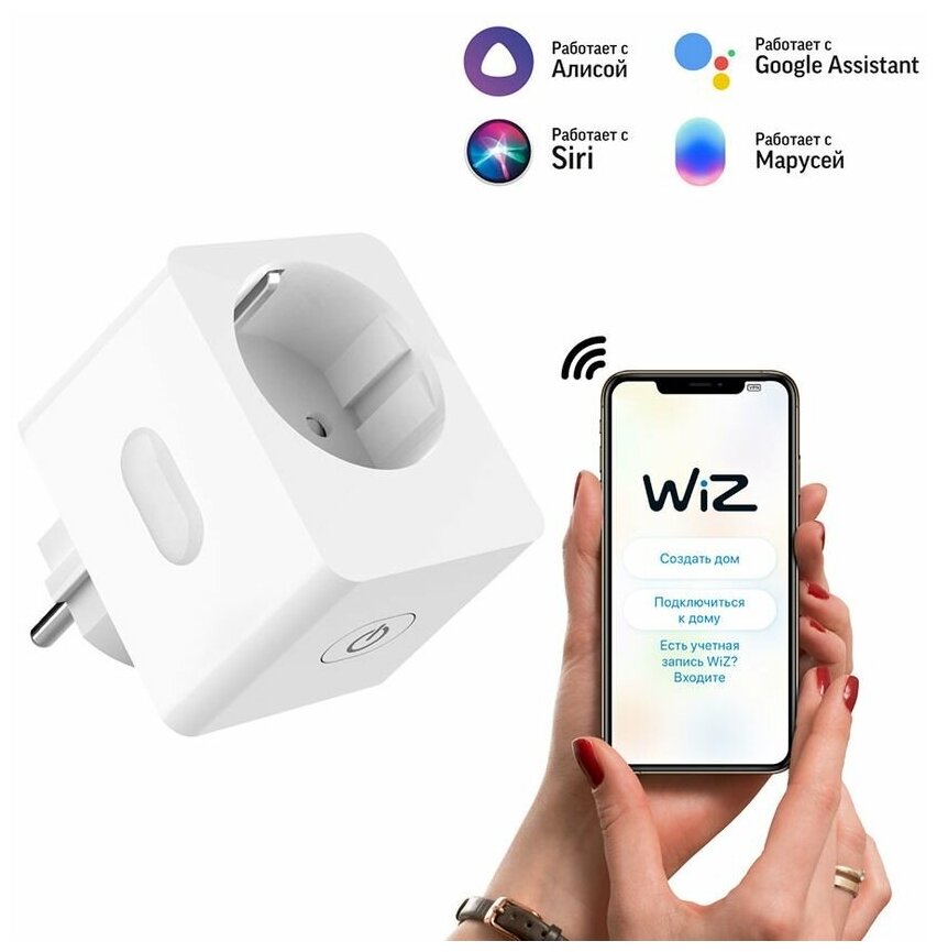 Умная Wi-Fi розетка Smart Home (5510122) с заземлением управление голосом/смартфоном