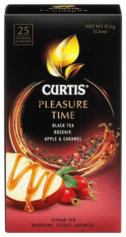 Чай черный Curtis Pleasure Time c шиповником, яблоком и ароматом карамели, 25 пакетиков