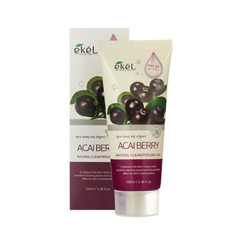 EKEL Пилинг-скатка с экстрактом ягод асаи Natural Clean peeling gel Acai Berry, 100мл пилинг скатка для лица с экстрактом ягод асаи acai berry natural clean peeling gel 180мл пилинг скатка 180мл