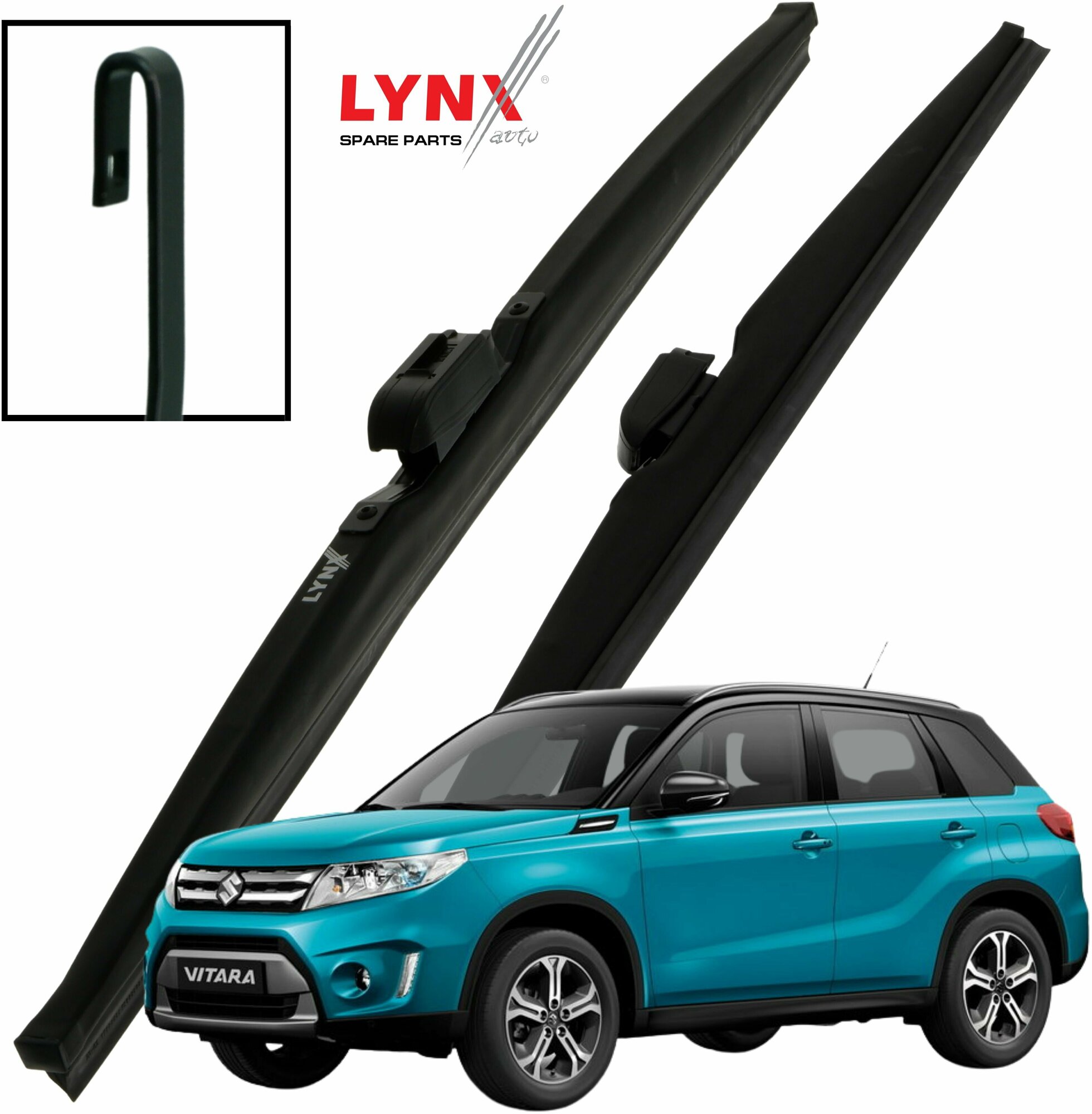 Дворники Suzuki Vitara LY Сузуки Витара 2014 2015 2016 2017 2018 2019 Щетки стеклоочистителя зимние LYNXauto 600мм-400мм к-т 2шт.