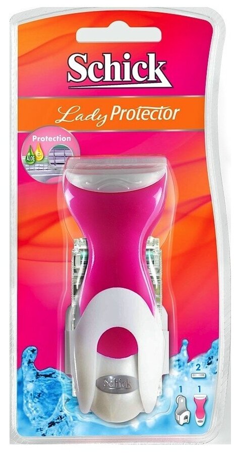 Schick Lady Protector Бритвенный станок, с 2 сменными лезвиями в комплекте