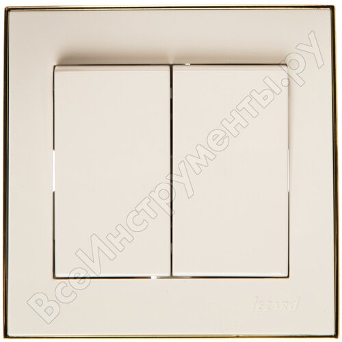 Выключатель RAIN двойной белый с боковой вставкой золото | код 703-0226-101 | Lezard ( 1шт. )