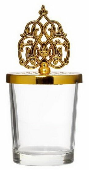 Подсвечник стекло на 1 свечу "Королевский узор" золото 11х5.5х5.5 см