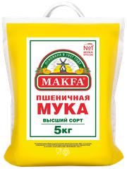 Мука Макфа Пшеничная высший сорт, полипропиленовый мешок, 5 кг