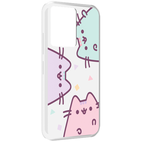 Чехол MyPads котики зеленый фиолетовый розовый женский для Infinix Note 12 5G X671 / Note 12 Pro 5G задняя-панель-накладка-бампер
