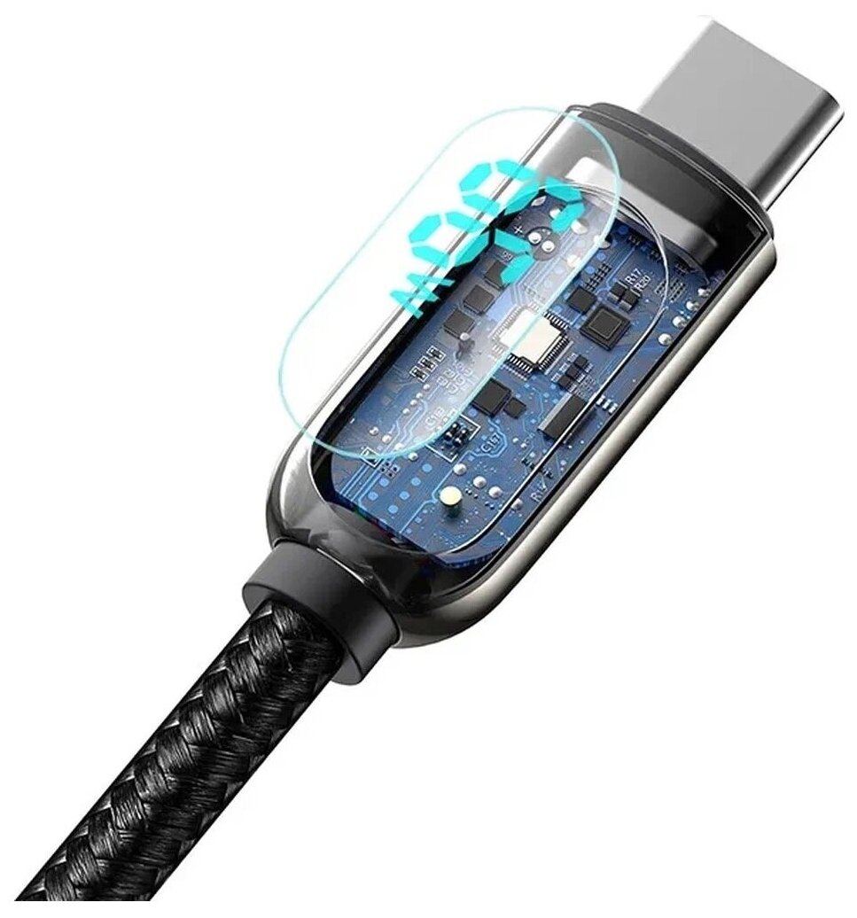 Кабель интерфейсный Baseus USB Type-A 2.0 (m) - USB Type-C (m), Fast Charging, 66W, 1 м, черный - фото №2