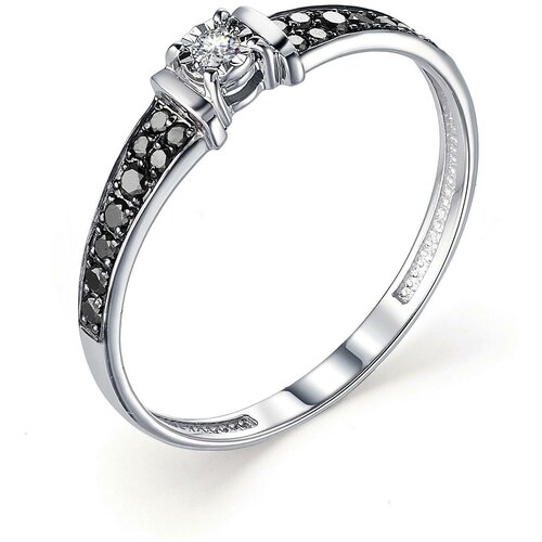фото Алькор кольцо с 19 бриллиантами из белого золота 13252-213, размер 18