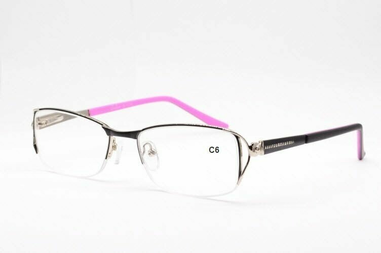 Стильные женские готовые очки корригирующие для зрения металлические Glodiatr G1371 C6 +2.5