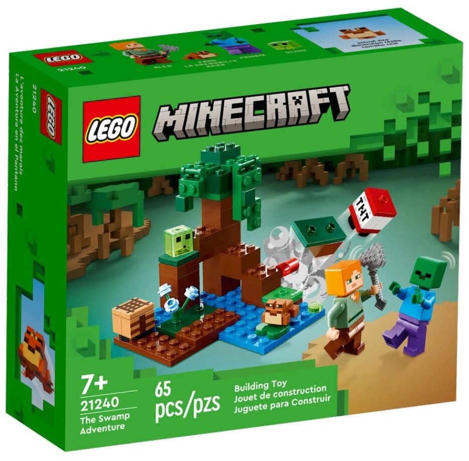 21240 Конструктор детский LEGO Minecraft Болотное приключение, 65 деталей, возраст 7+