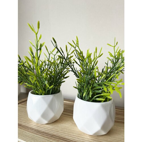 Искусственные цветы для декора в горшке DECORMARKT, набор из двух горшочков, искусственные растения в горшке из керамики, 14 см, ручная работа