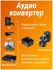 Аудио Конвертер Digital to Analog Audio ЦАП DAC цифра в аналоговый (Черный)