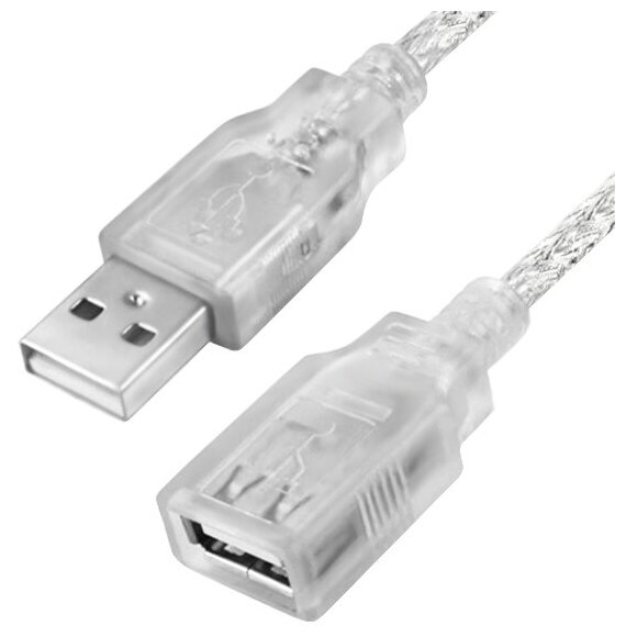 Удлинитель PROF USB 2.0 AM / AF прозрачный (77UEC21), прозрачный, 5.0м