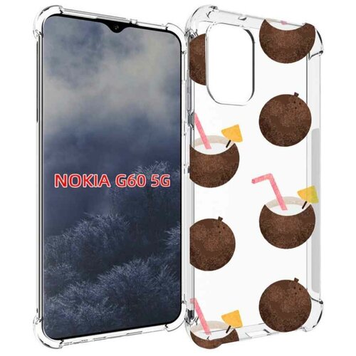 Чехол MyPads кокосики для Nokia G60 5G задняя-панель-накладка-бампер