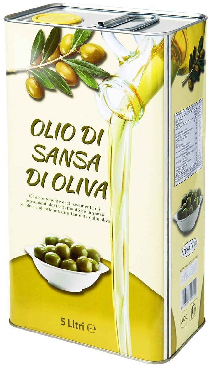 Оливковое масло для жарки Vesuvio Olio di sansa di oliva, 5л, италия