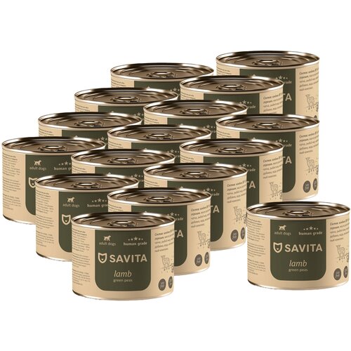 SAVITA консервы для собак «Ягненок с зеленым горошком» 0,41 кг. х 16 шт.