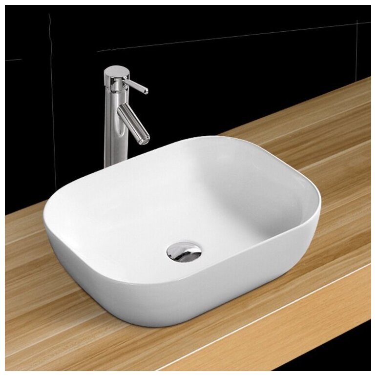 Раковина для ванной. Раковина накладная CeramaLux 78104 белый без перелива - фотография № 14