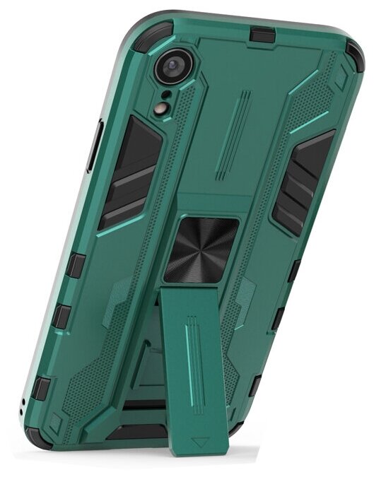 Противоударный чехол с подставкой Transformer для iPhone XR зеленый