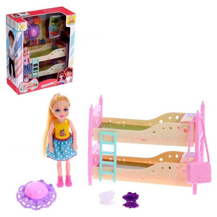 Кукла КНР малышка "Катя" с мебелью и аксессуарами, блондинка (7836236)