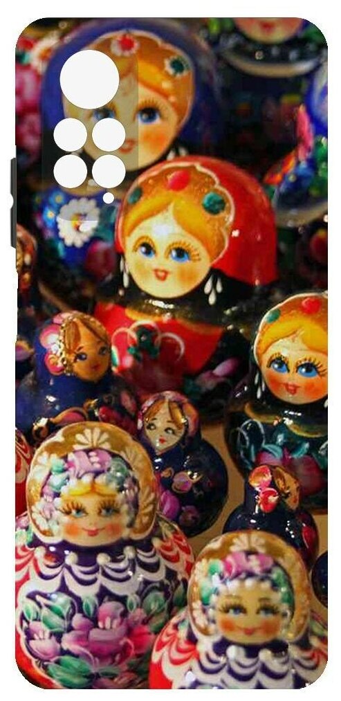 Чехол-накладка Krutoff Soft Case Матрешка для Xiaomi Redmi Note 11S черный