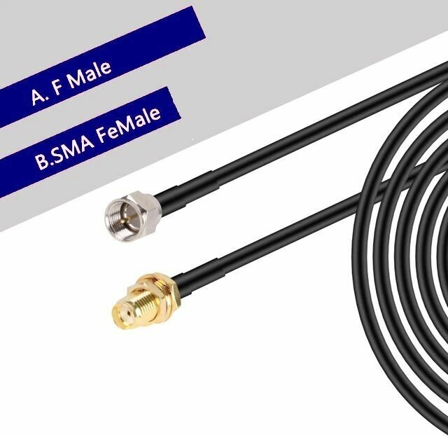 RG-58 1м Кабельная сборка (разъемы F male/RG58/SMA female) 50 Ом