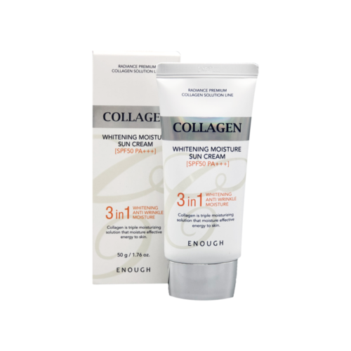 Enough Крем для лица солнцезащитный - Collagen 3in1 whitening moisture sun сream SPF50/PA+++, 50г