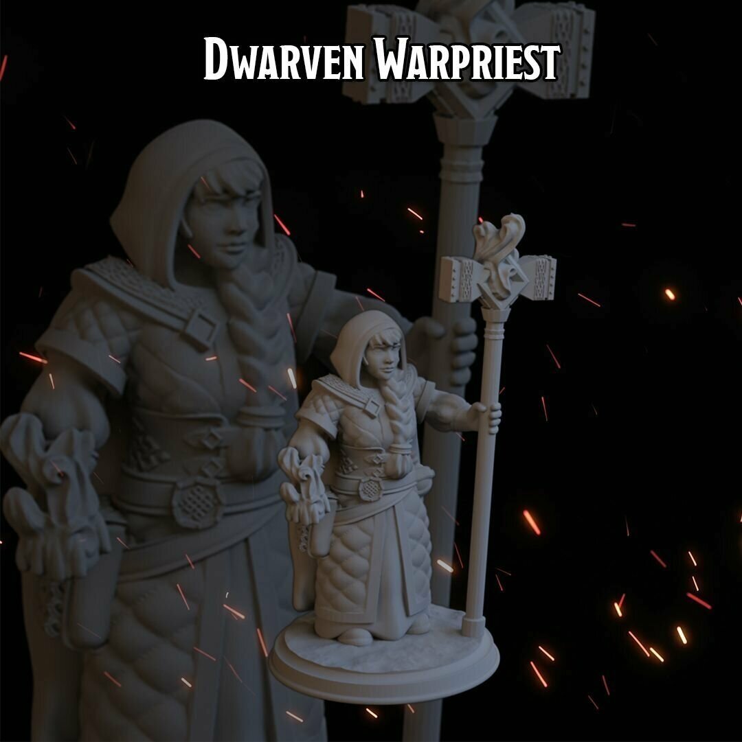 Жрец Дварф женщина 37,3мм фигурки/миниатюры (ДнД, DnD, D&D, Dungeons & Dragons, Pathfinder, Подземелья и Драконы, Wargames)