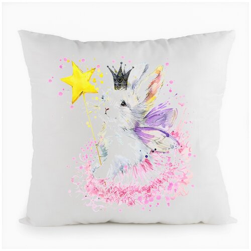 фото Подушка белая coolpodarok краски. зайка фея с короной,белая