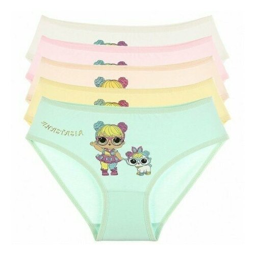 фото Трусы donella, 5 шт., размер 4/5, зеленый, белый