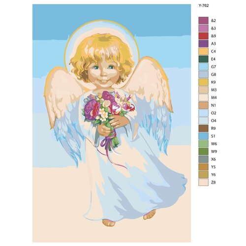 Картина по номерам Y-762 Ангелочек с цветами 70x110