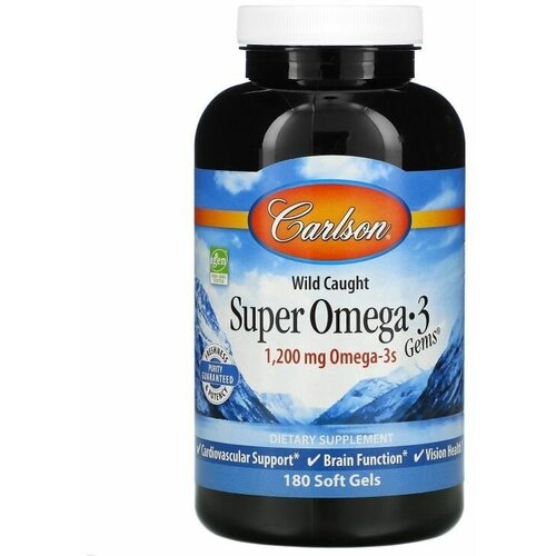 Carlson Labs, Super Omega-3, высокоэффективная Омега-3, 1200 мг, 180капсул
