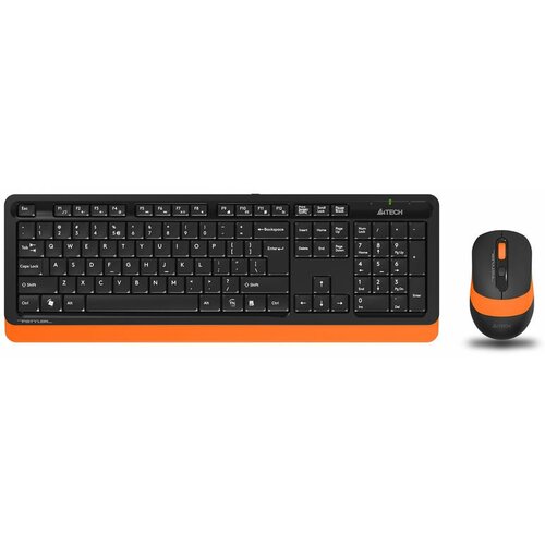 Комплект (клавиатура+мышь) A4TECH Fstyler FG1010, USB, беспроводной, черный и оранжевый [fg1010 orange]
