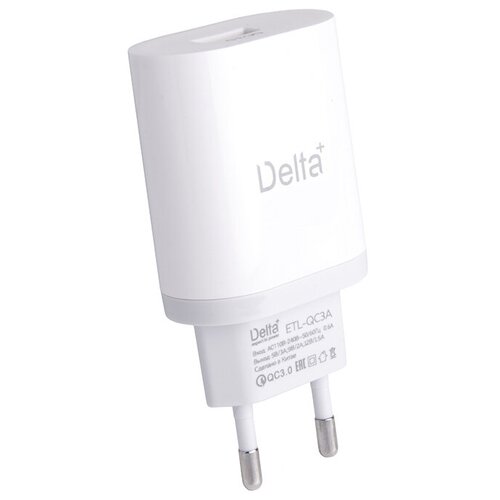 Сетевые адаптеры и блоки питания Delta+ Сетевое зарядное устройство Delta+ ETL-QC3A (18Вт, QC3.0) белый