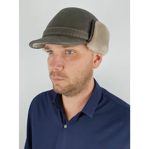 Шапка ушанка , демисезон/зима, размер 61, бежевый