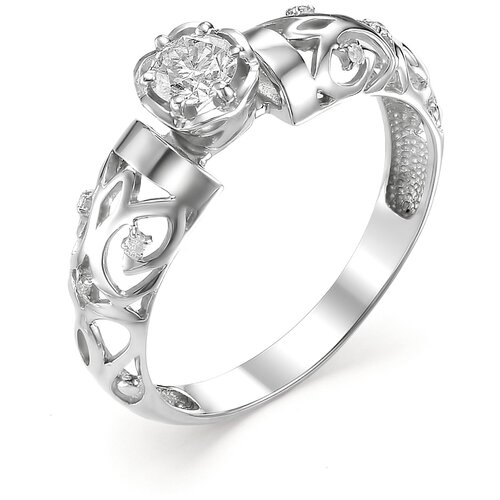 фото Алькор кольцо с 7 бриллиантами из белого золота 12574-200, размер 17