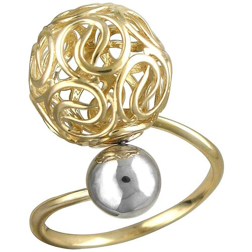 фото Эстет кольцо шарики из комбинированного золота 01к0612775ж, размер 15.5